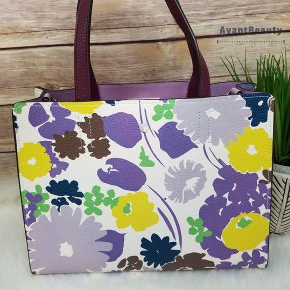 Kate spade sam swing flora medium satchel purple - Picture 6 of 15